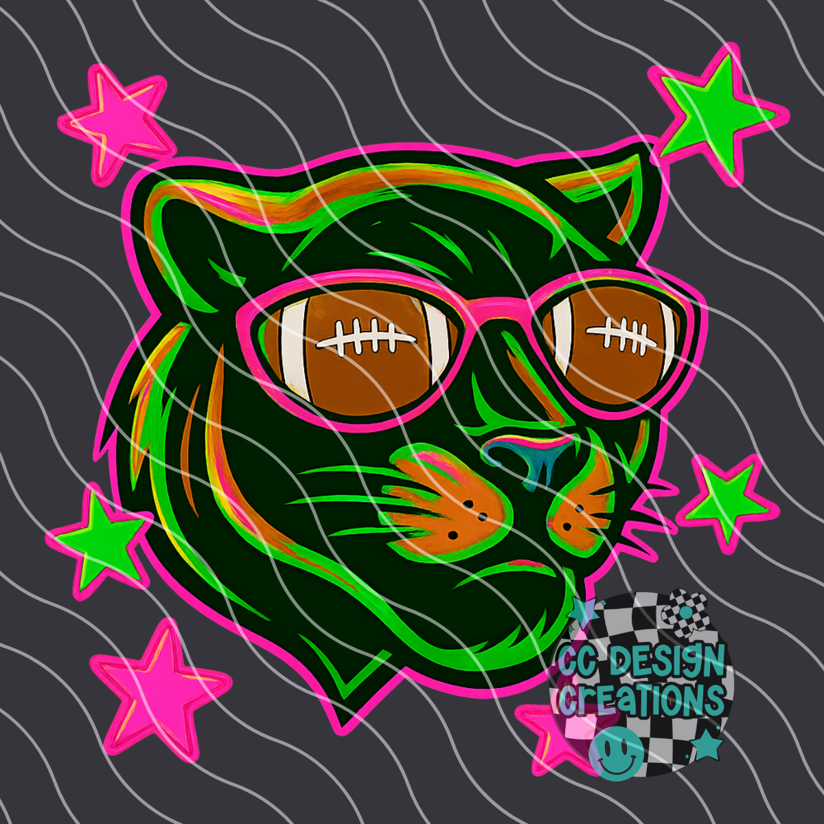 Panther Neon Mascot PNG Digital Download