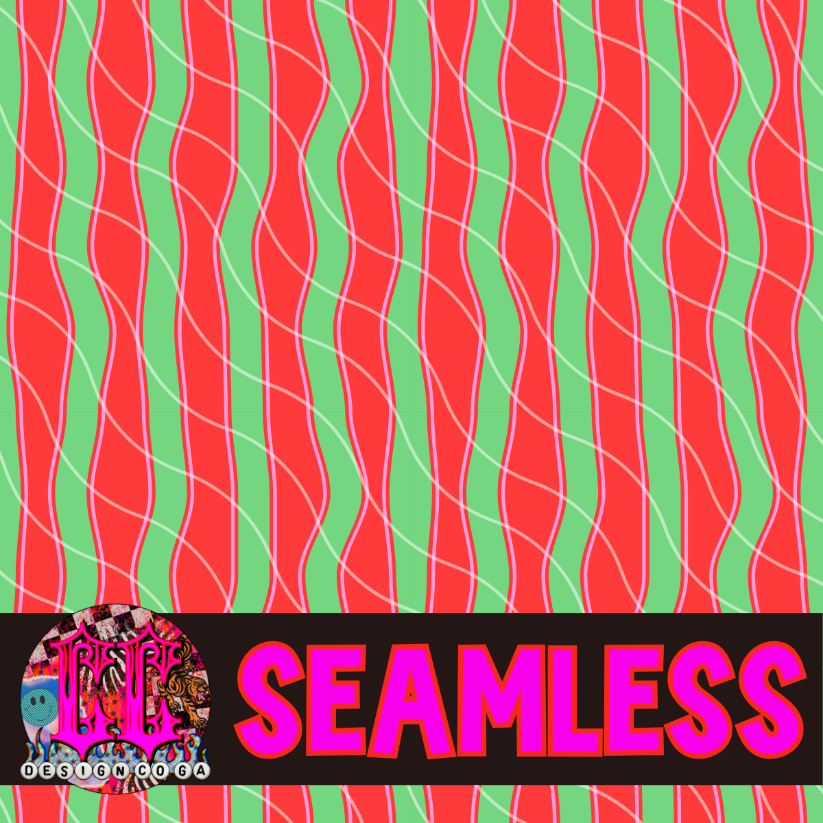 RED GREEN PINK STRIPES SEAMLESS PNG DIGITAL DOWNLOAD