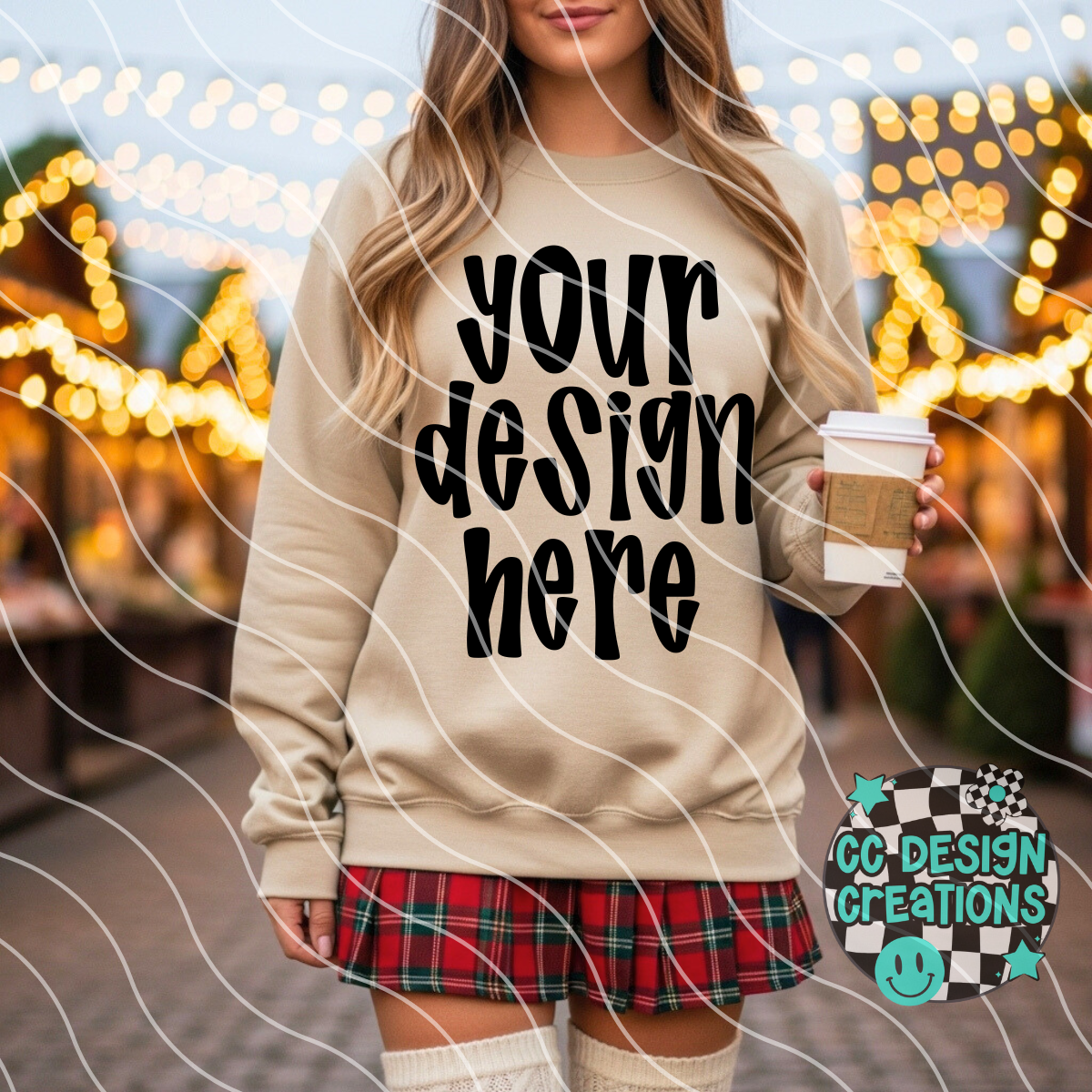 Sand Sweatshirt Plaid Skirt Mock