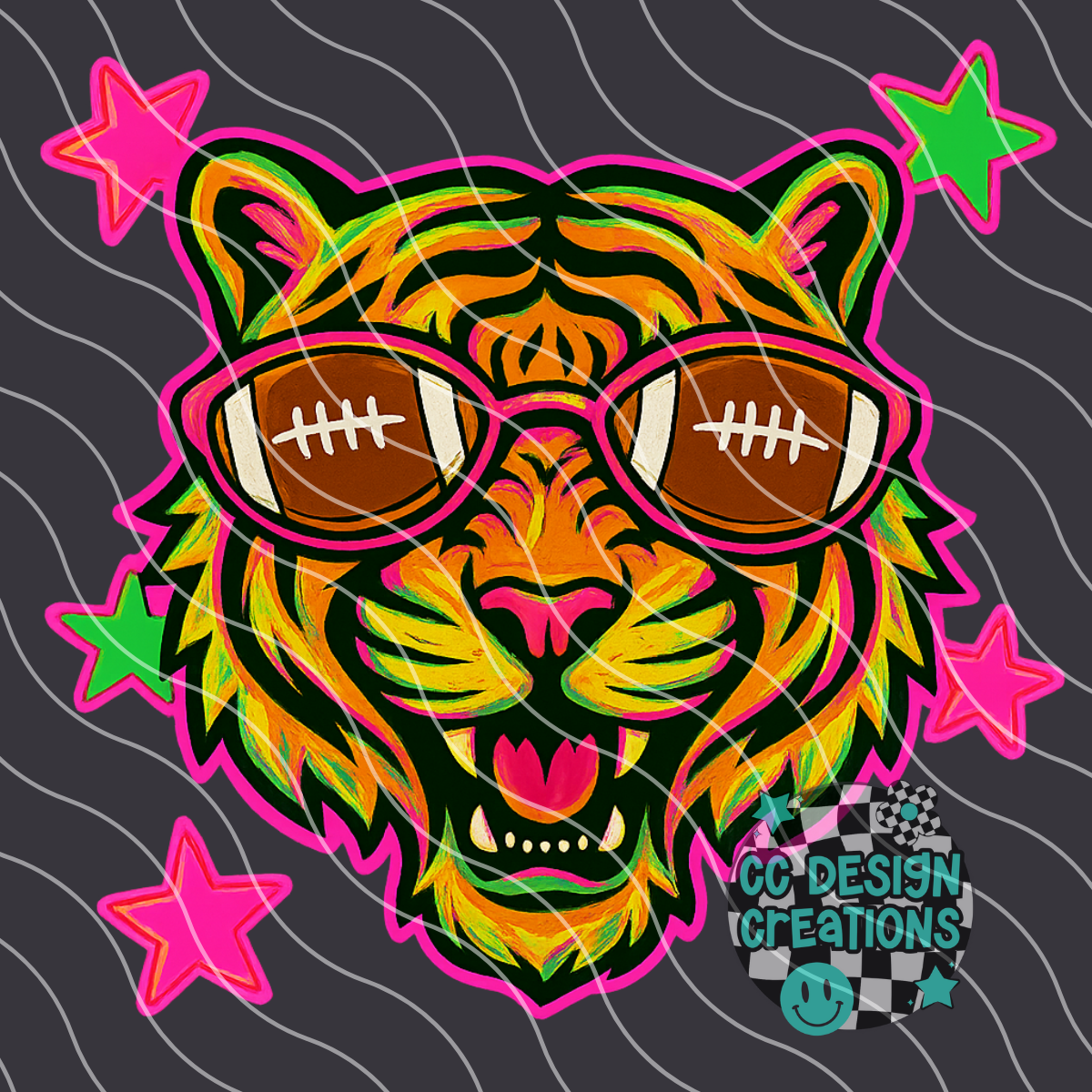 Tiger Neon Mascot PNG Digital Download