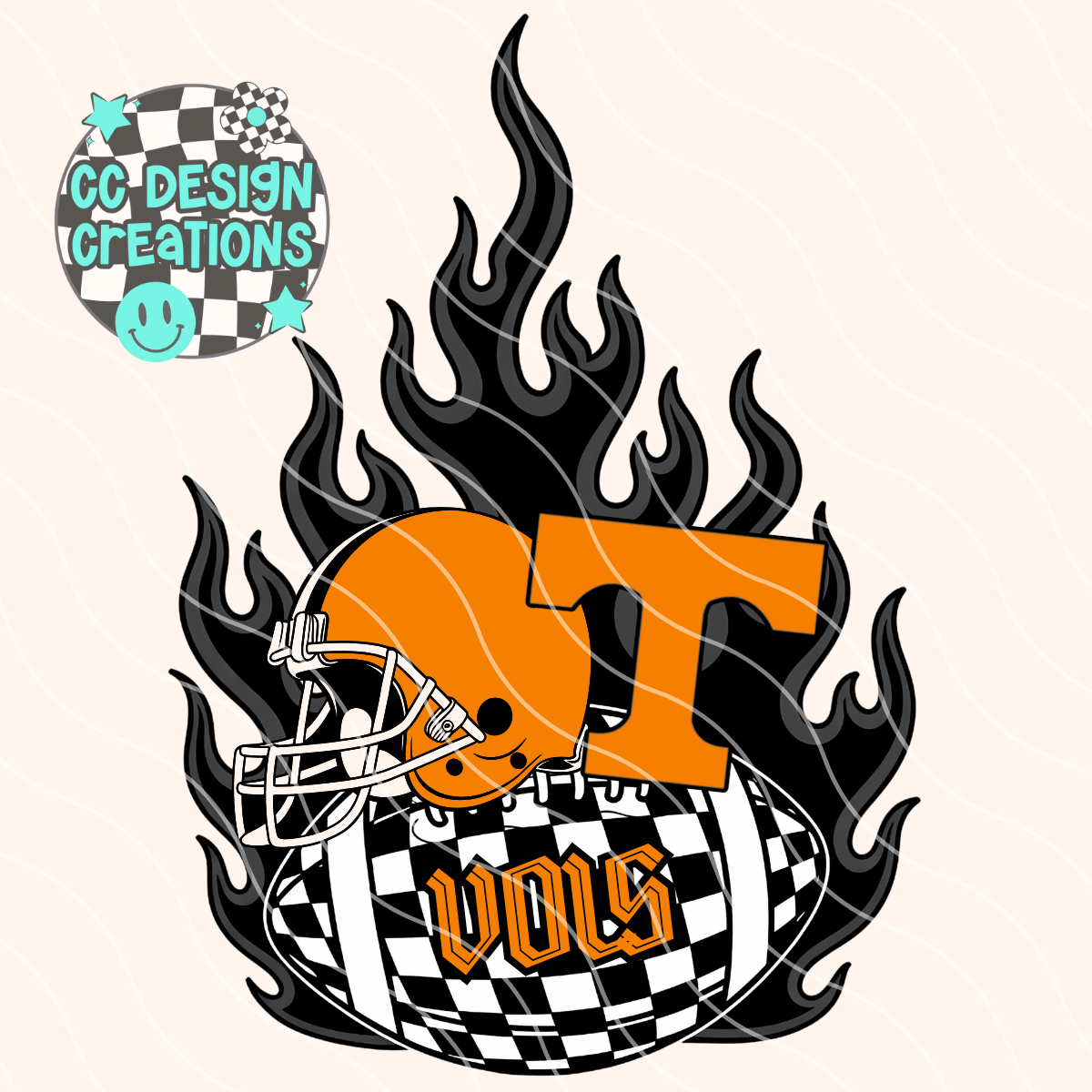 Vols Flaming Alt Football PNG Digital Download