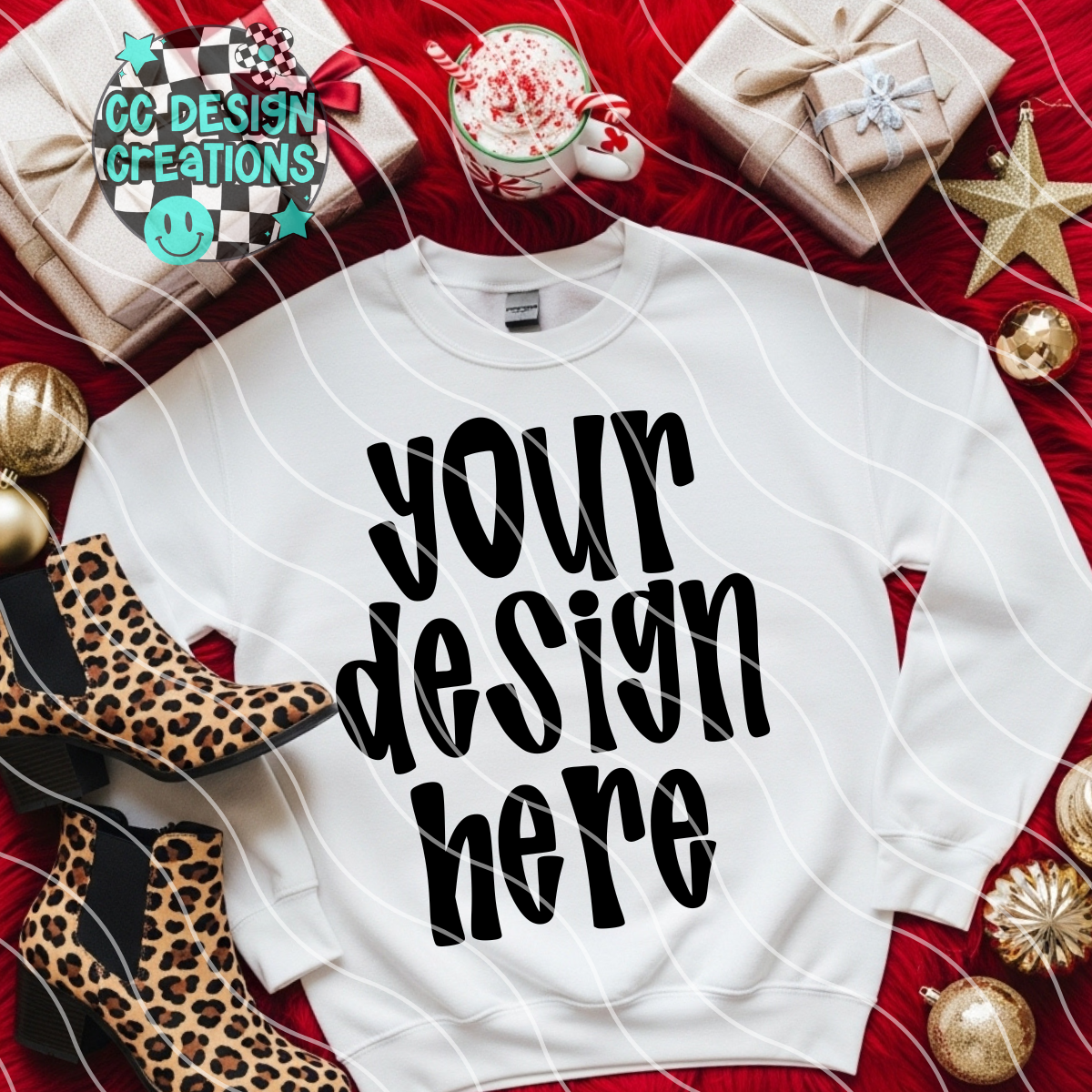 White Sweatshirt Classic Christmas Leopard Boots Mock
