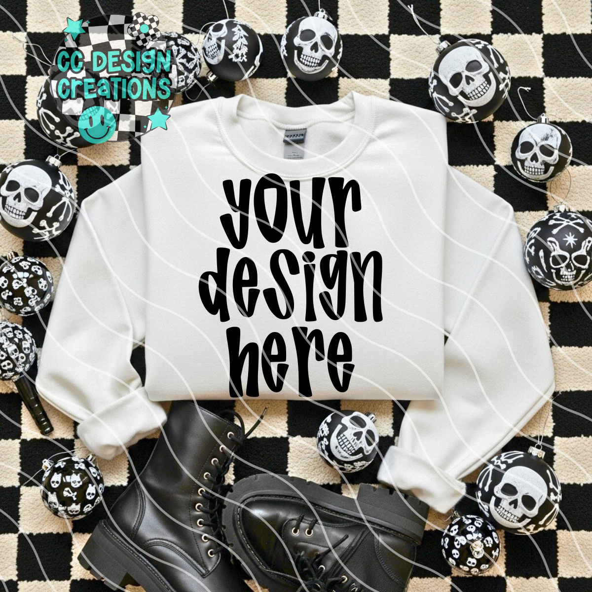 White Sweatshirt Folded Alt Christmas Mock