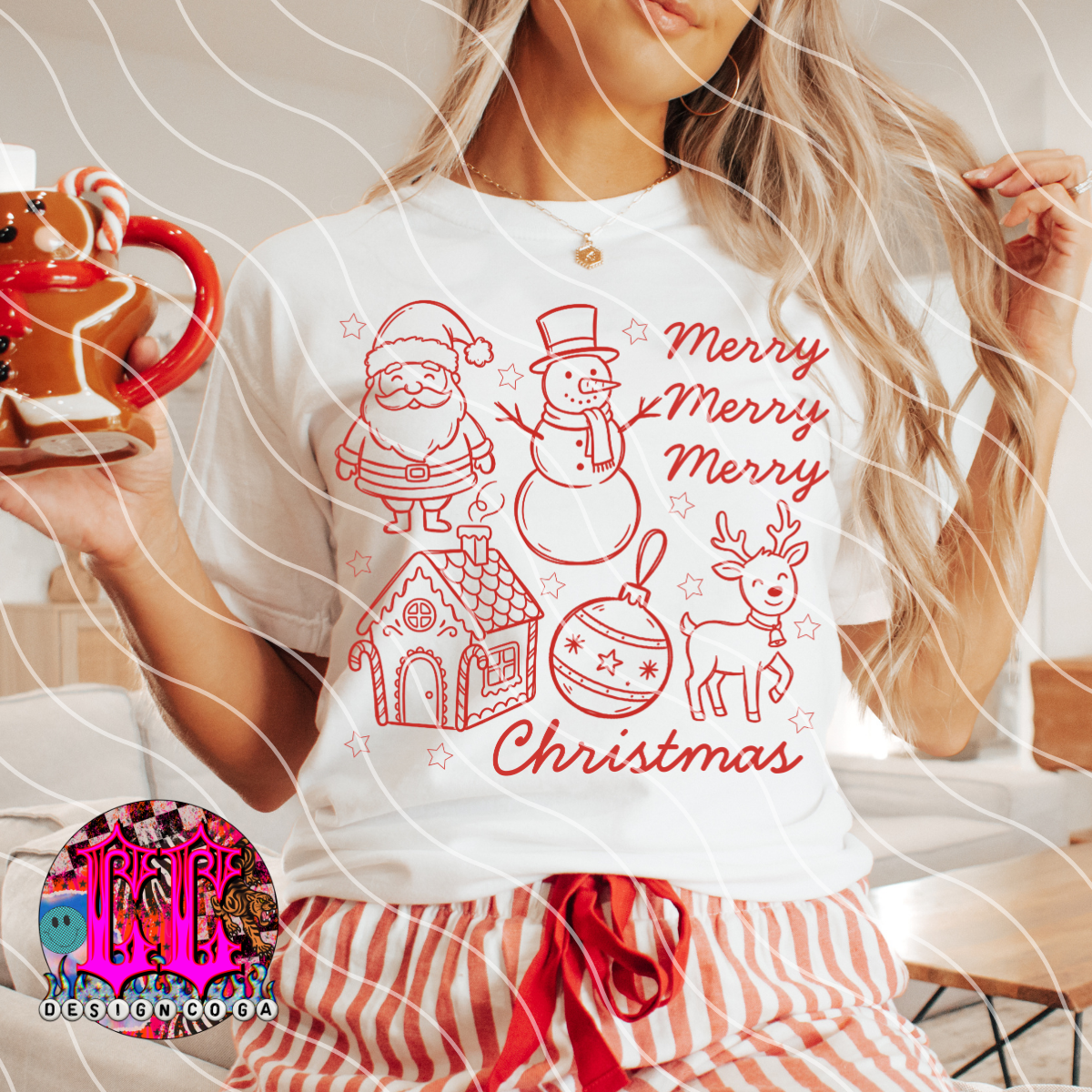 MERRY CHRISTMAS OUTLINE PNG DIGITAL DOWNLOAD