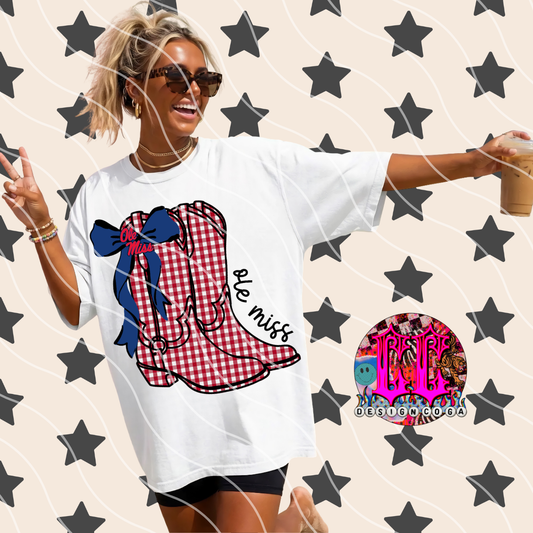 OLE MISS COWGIRL PLAID FOOTBALL PNG DIGITAL DOWNLOAD
