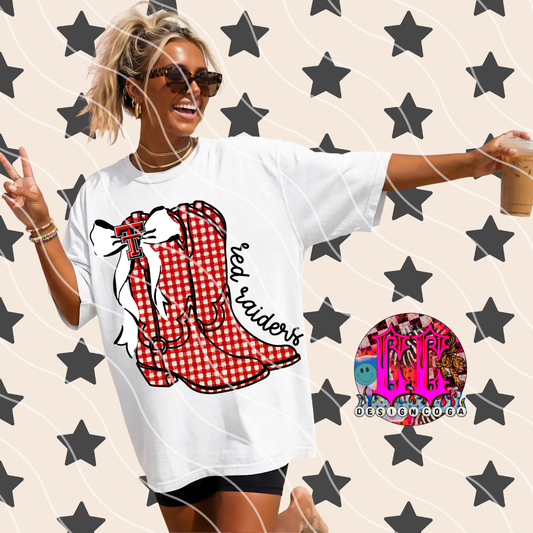 RED RAIDERS COWGIRL PLAID FOOTBALL PNG DIGITAL DOWNLOAD