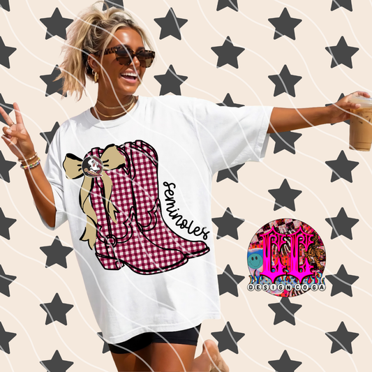 NOLES COWGIRL PLAID FOOTBALL PNG DIGITAL DOWNLOAD