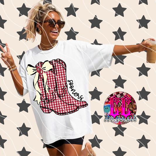 SOONERS COWGIRL PLAID FOOTBALL PNG DIGITAL DOWNLOAD