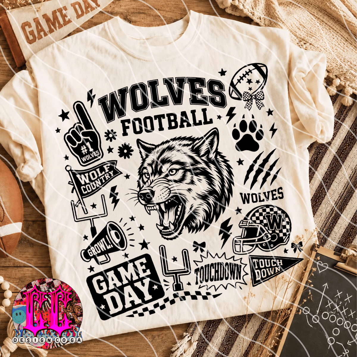 WOLVES MASCOT COLLAGE PNG DIGITAL DOWNLOAD
