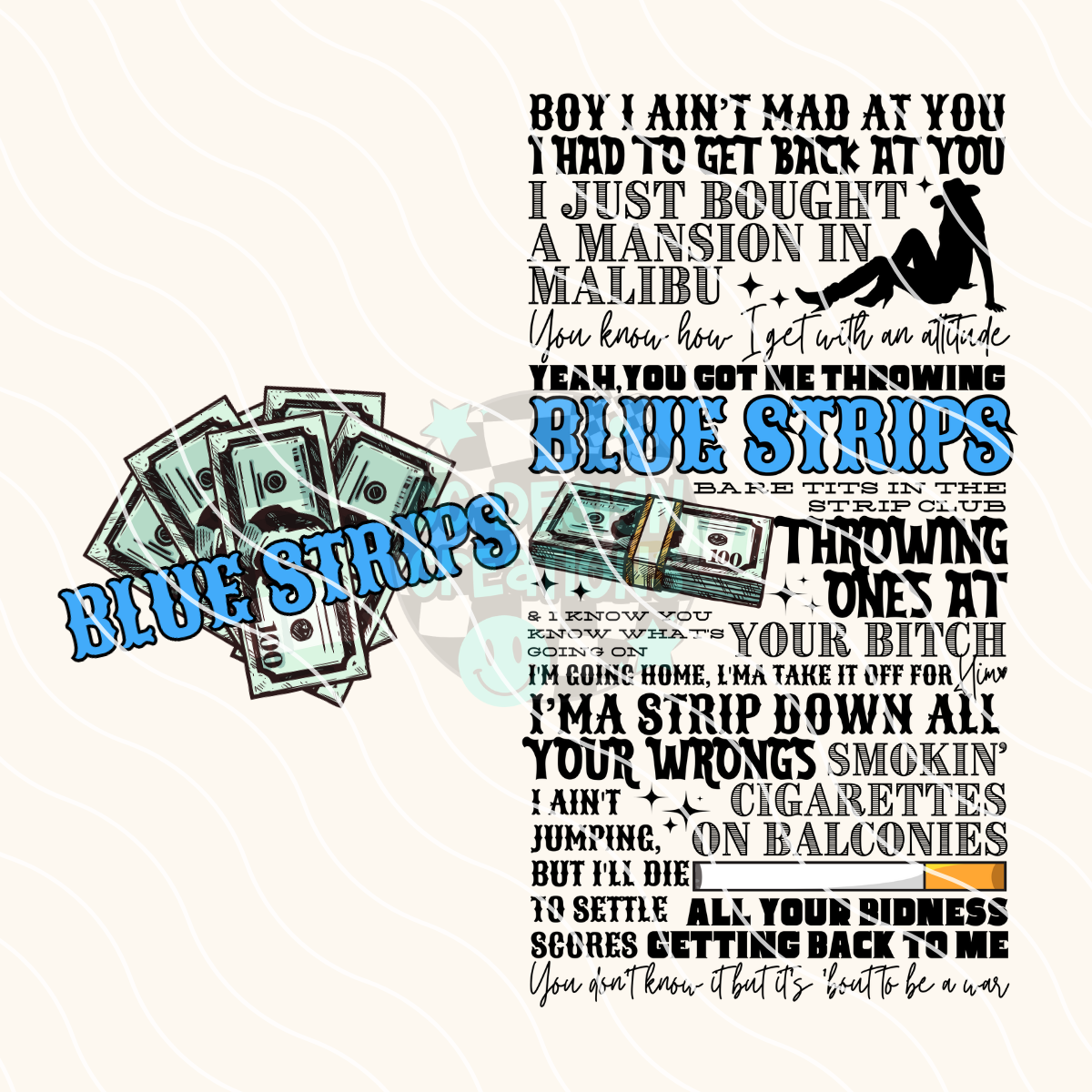 Blue Strips PNG Digital Download