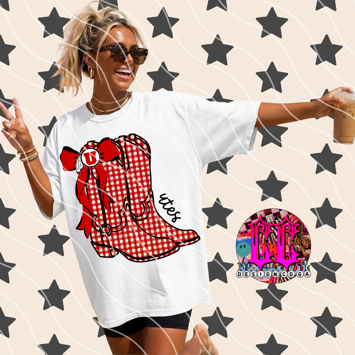 UTES COWGIRL PLAID FOOTBALL PNG DIGITAL DOWNLOAD