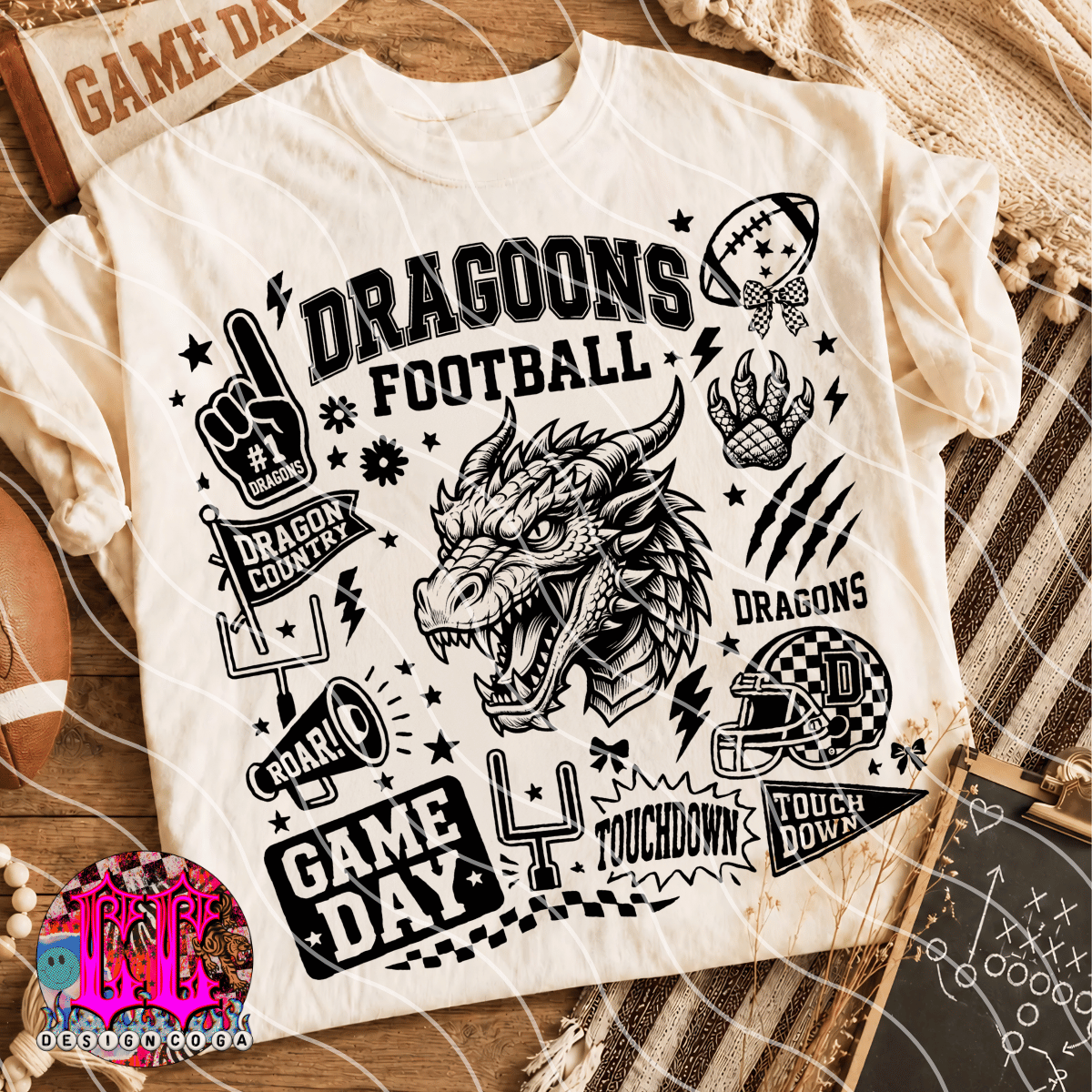 DRAGONS MASCOT COLLAGE PNG DIGITAL DOWNLOAD