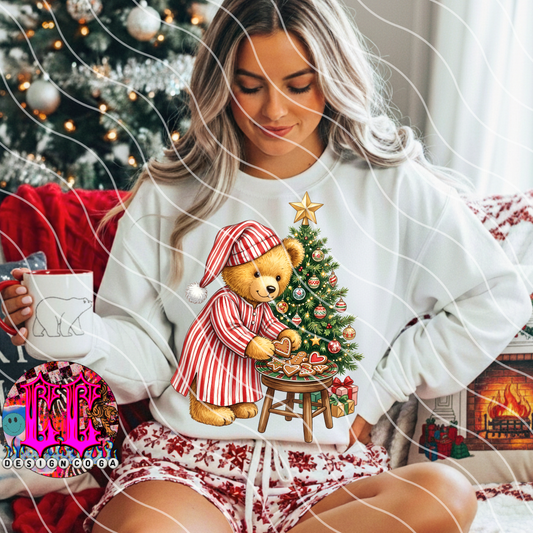 VINTAGE CHRISTMAS TREE TEDDY BEAR PNG DIGITAL DOWNLOAD