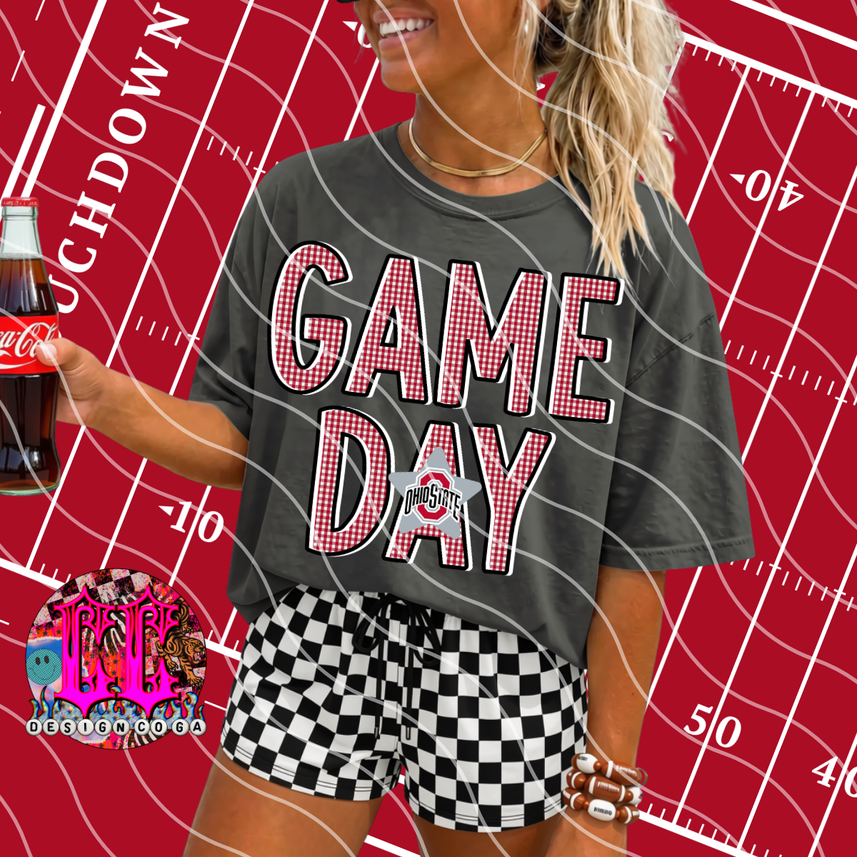 BUCKEYES GAME DAY PLAID FOOTBALL PNG DIGITAL DOWNLOAD