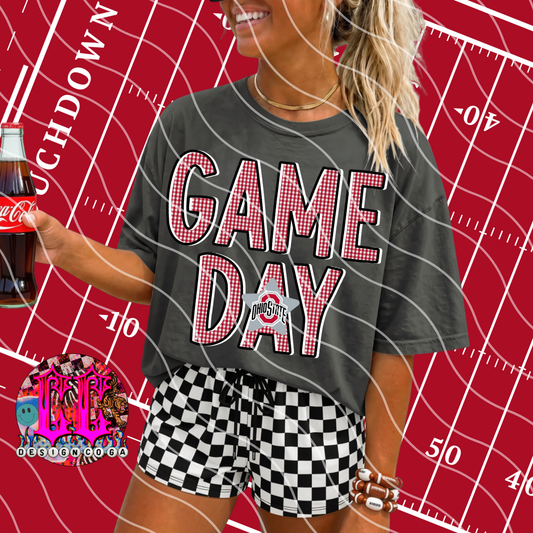 BUCKEYES GAME DAY PLAID FOOTBALL PNG DIGITAL DOWNLOAD