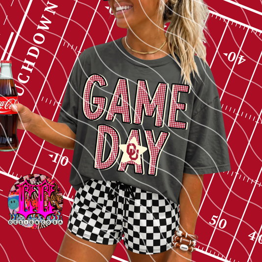 SOONERS GAME DAY PLAID FOOTBALL PNG DIGITAL DOWNLOAD