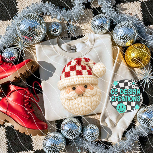FAUX YARN Checkered Santa PNG Digital Download