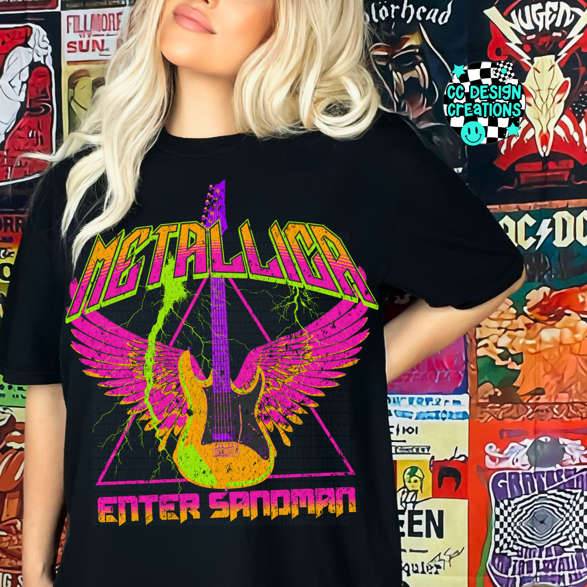 Neon Rocker Metallica PNG Digital Download