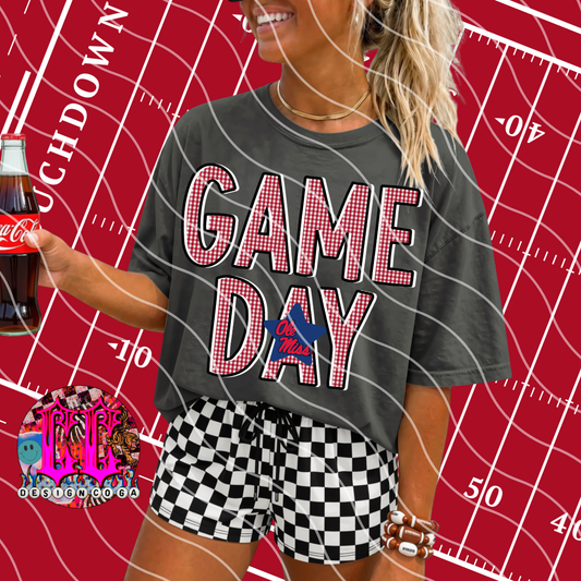OLE MISS GAME DAY PLAID FOOTBALL PNG DIGITAL DOWNLOAD