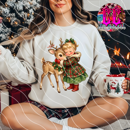 VINTAGE CHRISTMAS REINDEER LOVE PNG DIGITAL DOWNLOAD