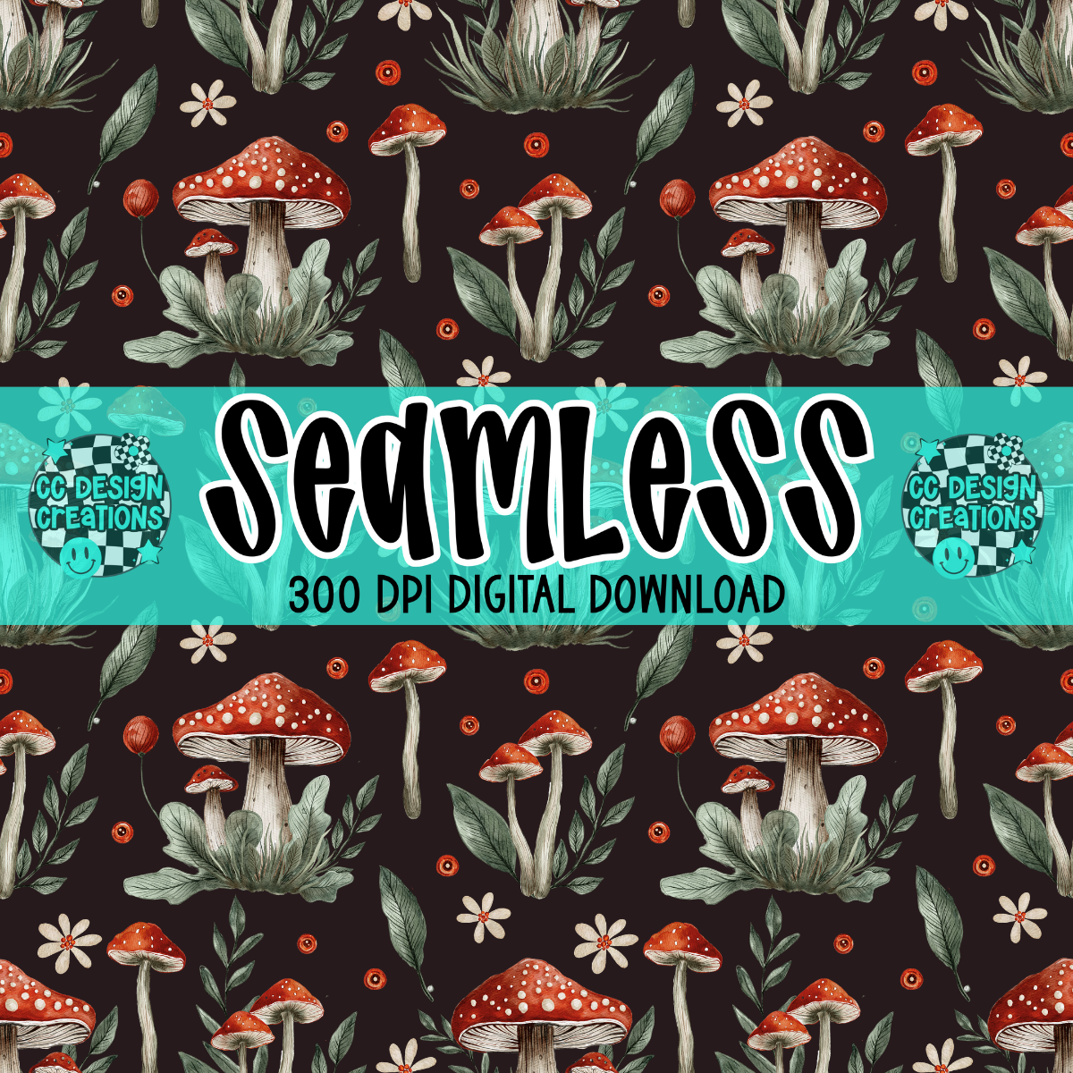 SEAMLESS Mushroom PNG Digital Download