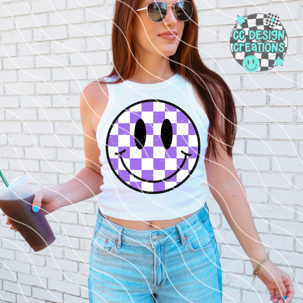 Summer Vibes Checkered Smileys PNG Digital Download (4 Files)
