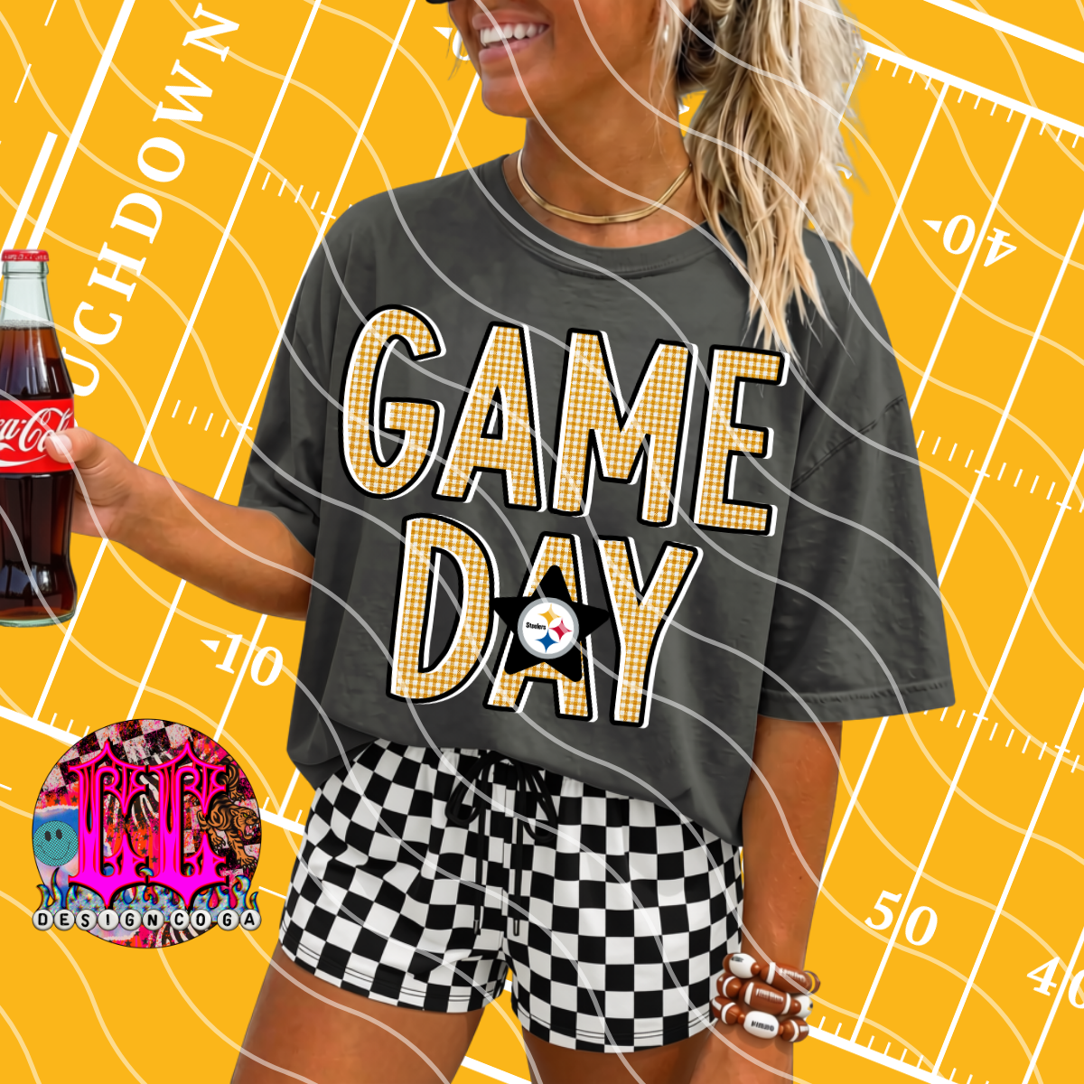 STEELERS GAME DAY PLAID FOOTBALL PNG DIGITAL DOWNLOAD