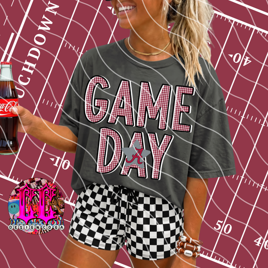 BAMA GAME DAY PLAID FOOTBALL PNG DIGITAL DOWNLOAD