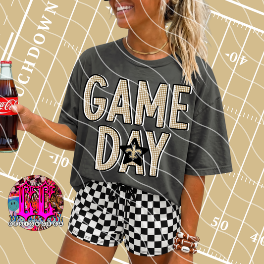 SAINTS GAME DAY PLAID FOOTBALL PNG DIGITAL DOWNLOAD