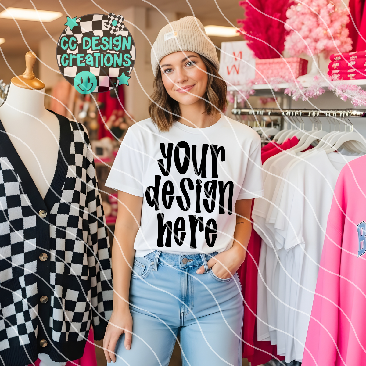 White Tee Christmas Boutique Mock