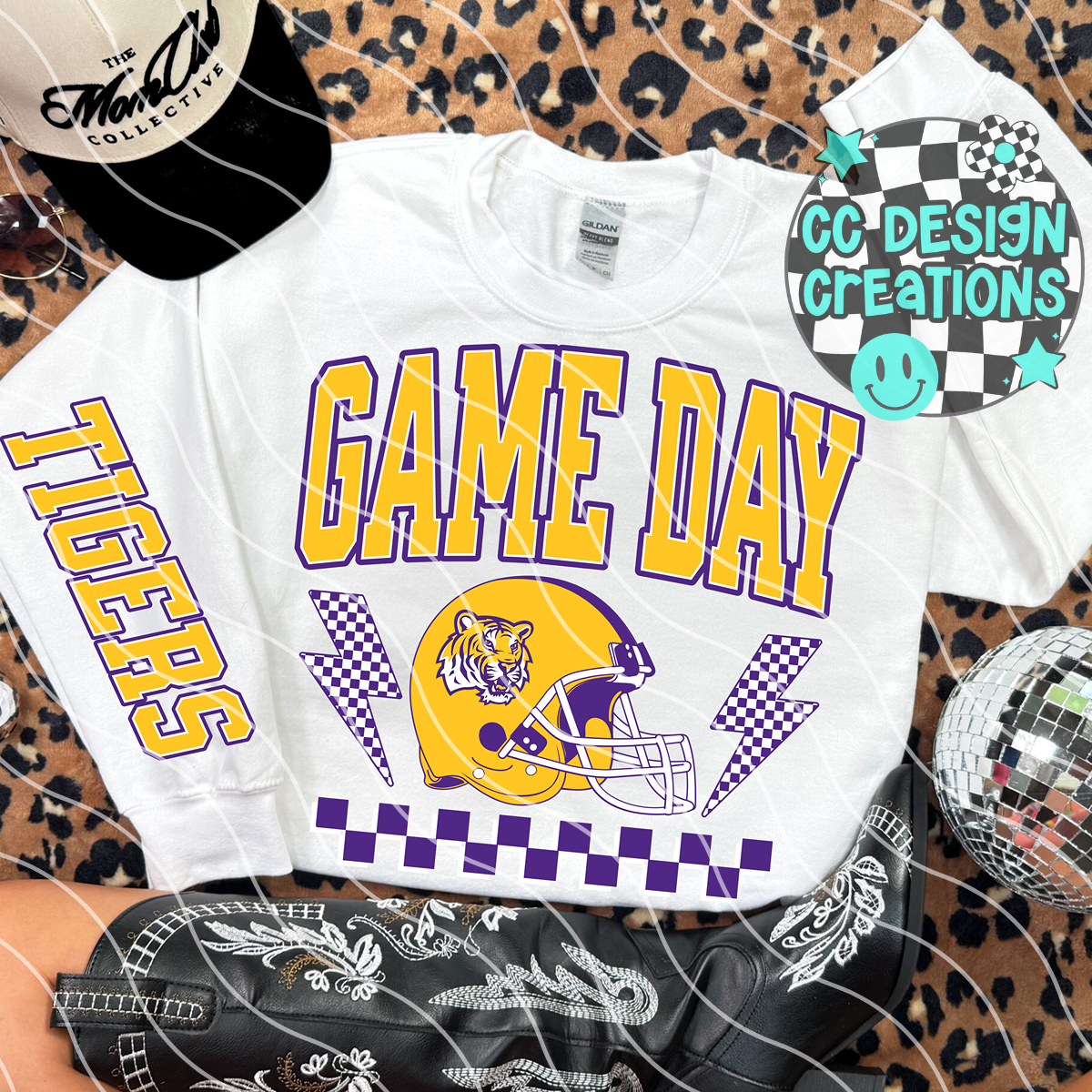 LSU Tigers Game Day Retro Football PNG Digital Download