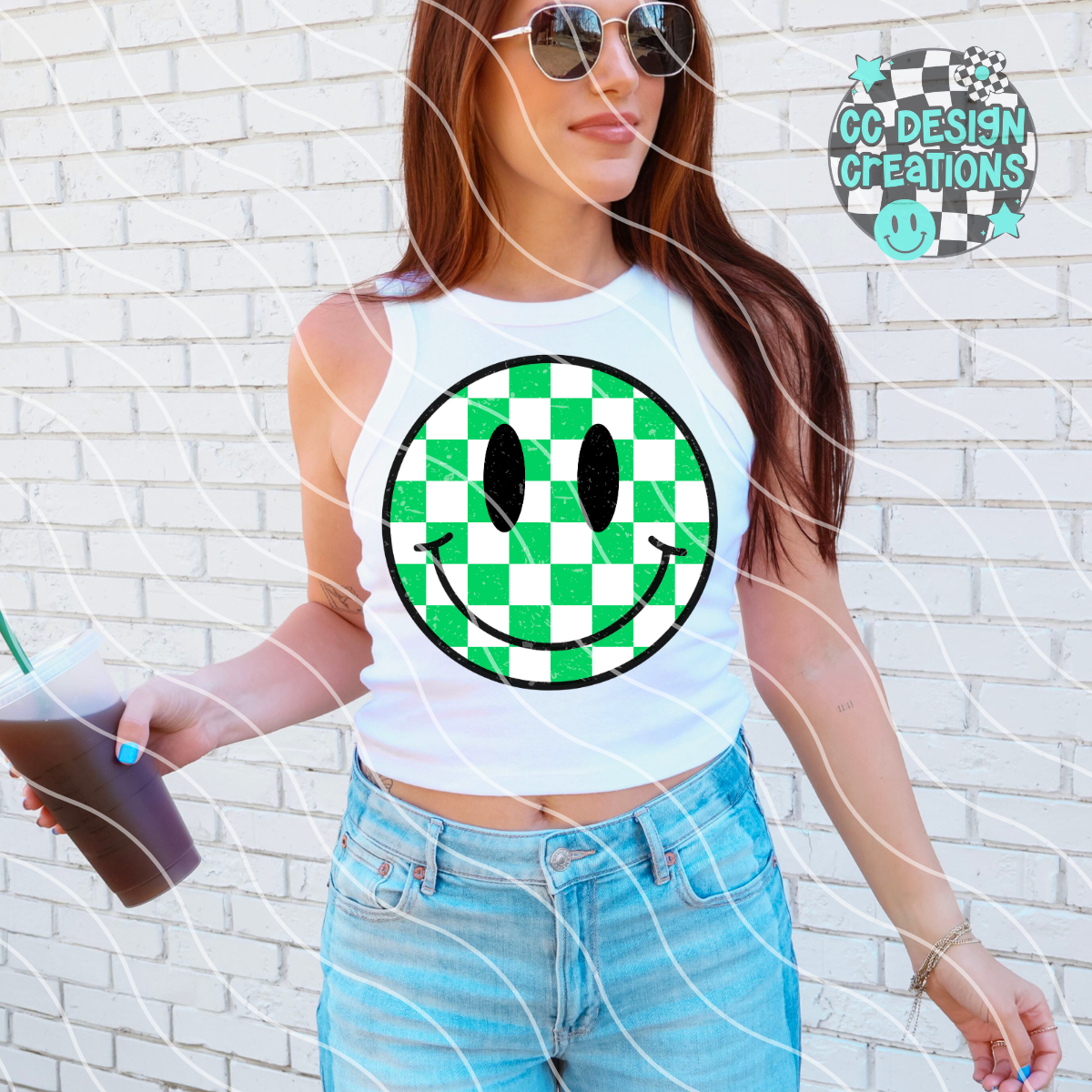 Summer Vibes Checkered Smileys PNG Digital Download (4 Files)
