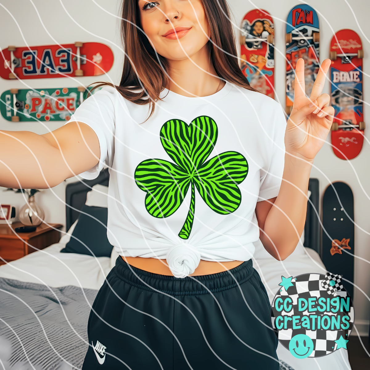 Zebra Shamrock PNG Digital Download