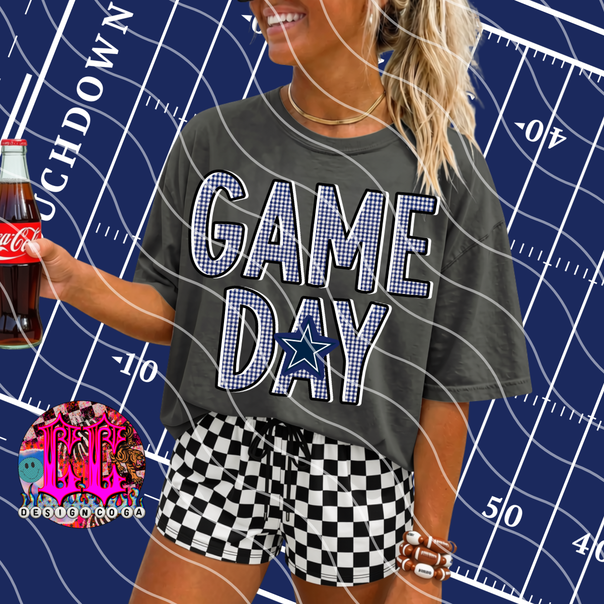 COWBOYS GAME DAY PLAID FOOTBALL PNG DIGITAL DOWNLOAD