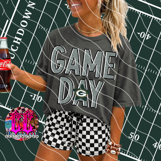 GREEN B AY GAME DAY PLAID FOOTBALL PNG DIGITAL DOWNLOAD