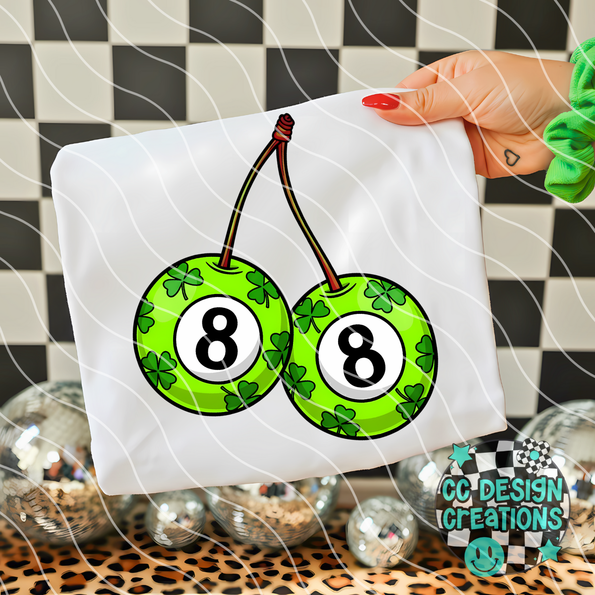 Shamrock 8ball Cherries PNG Digital Download