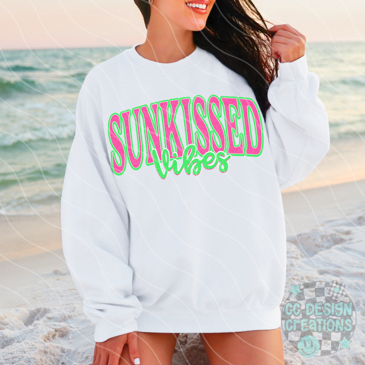 Sunkissed Pink Green Vibes PNG Digital Download
