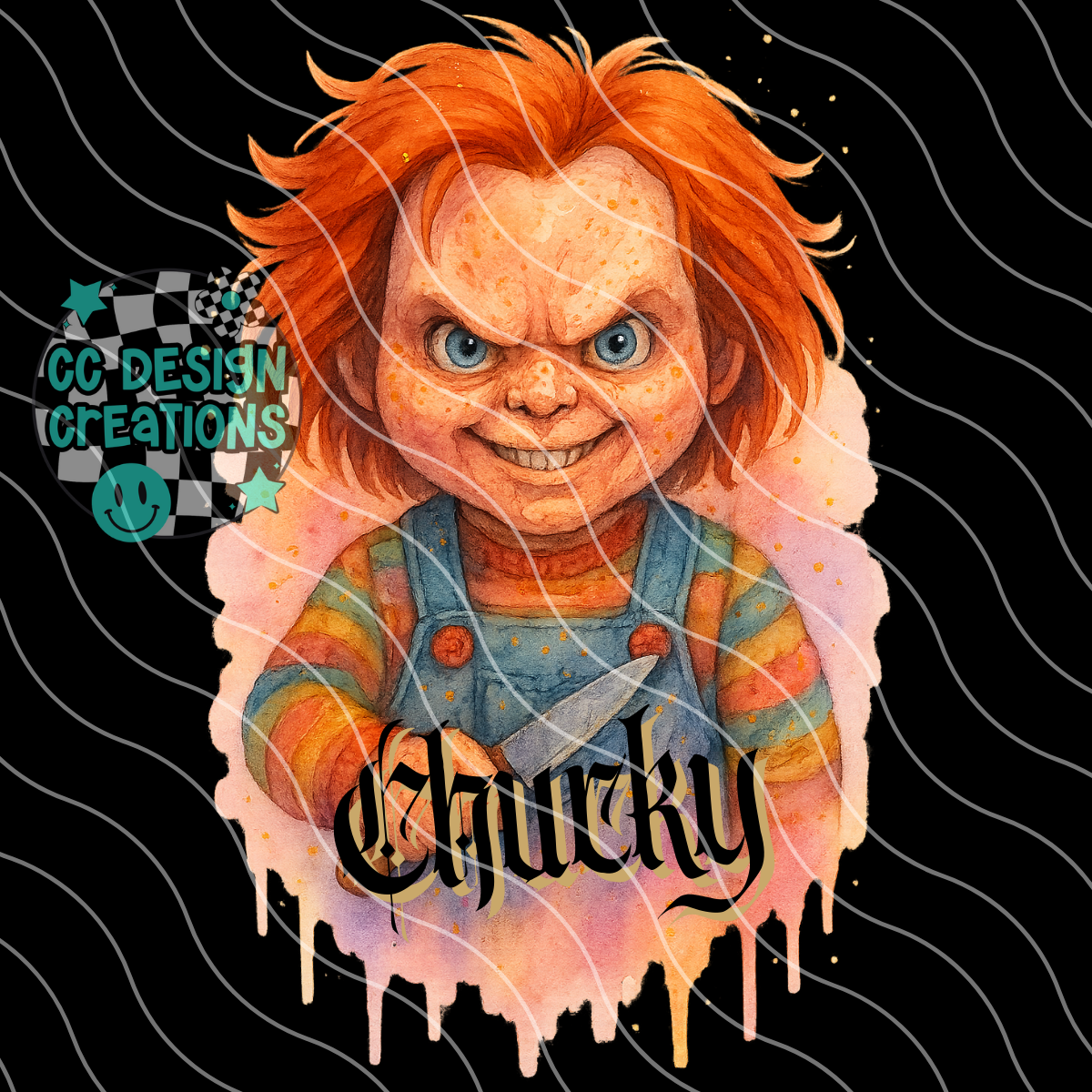 Chucky Horror Watercolor PNG Digital Download
