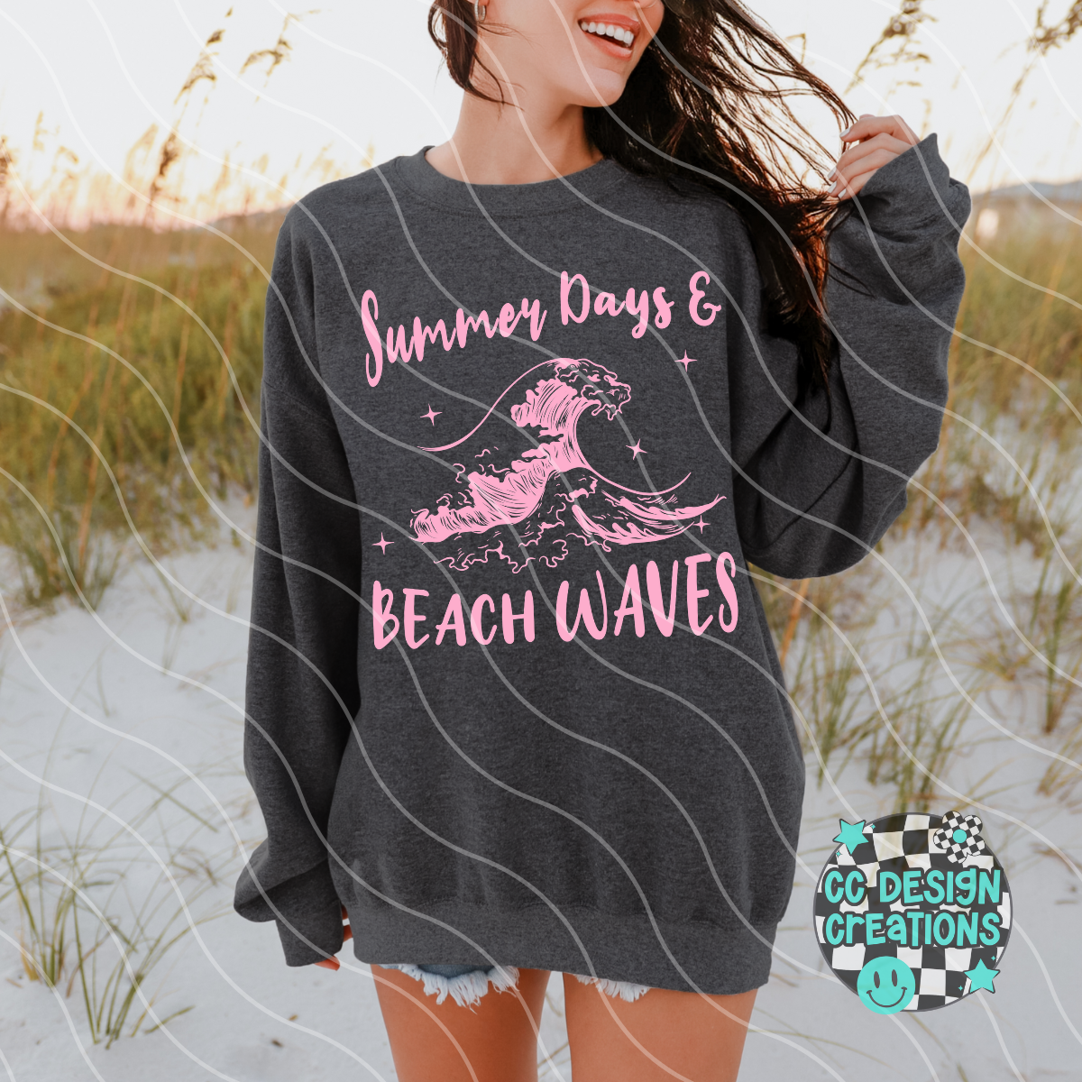 Summer Days Beach Waves PNG Digital Download