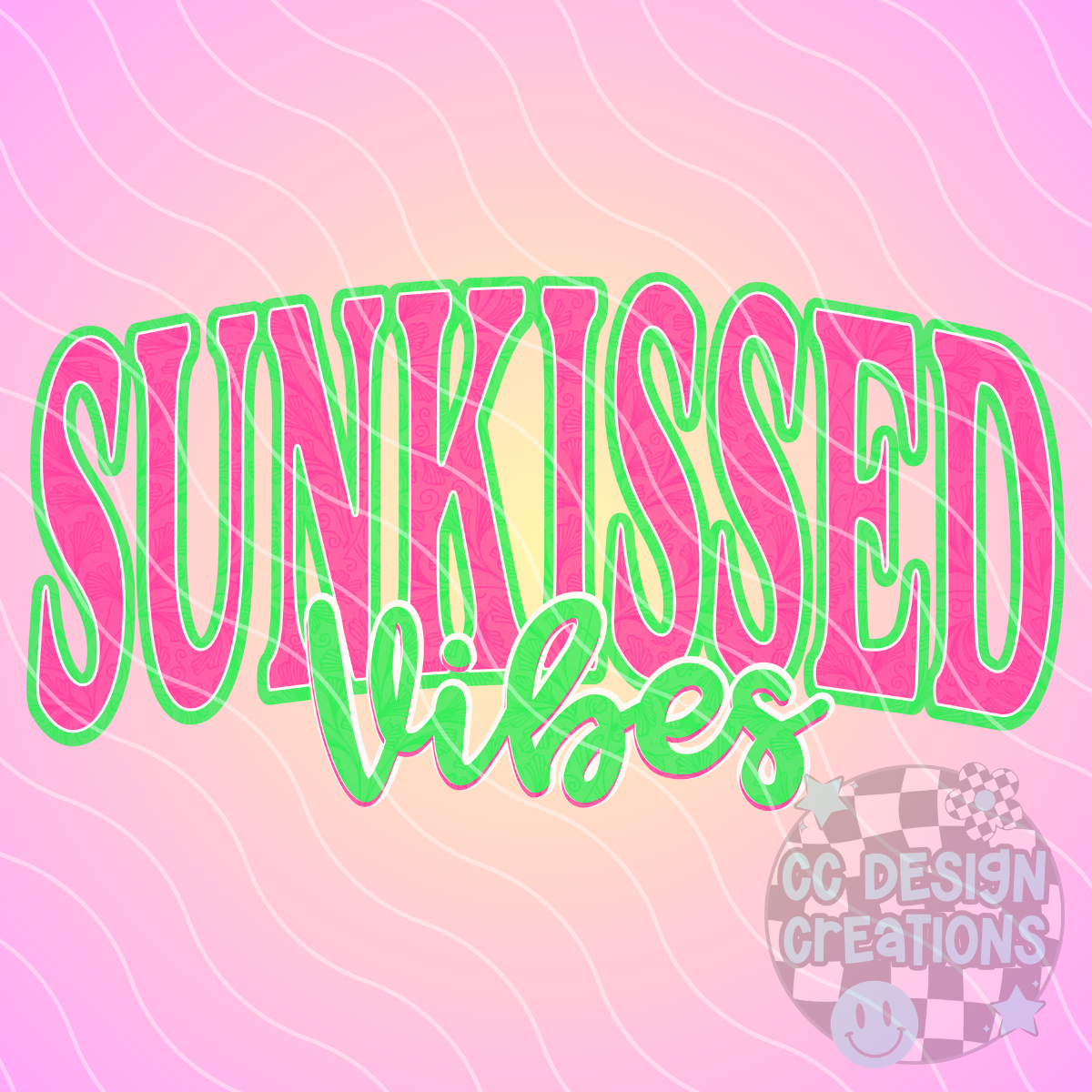 Sunkissed Pink Green Vibes PNG Digital Download