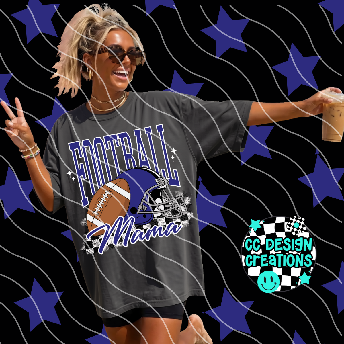 ROYAL BLUE FOOTBALL MAMA PNG DIGITAL DOWNLOAD