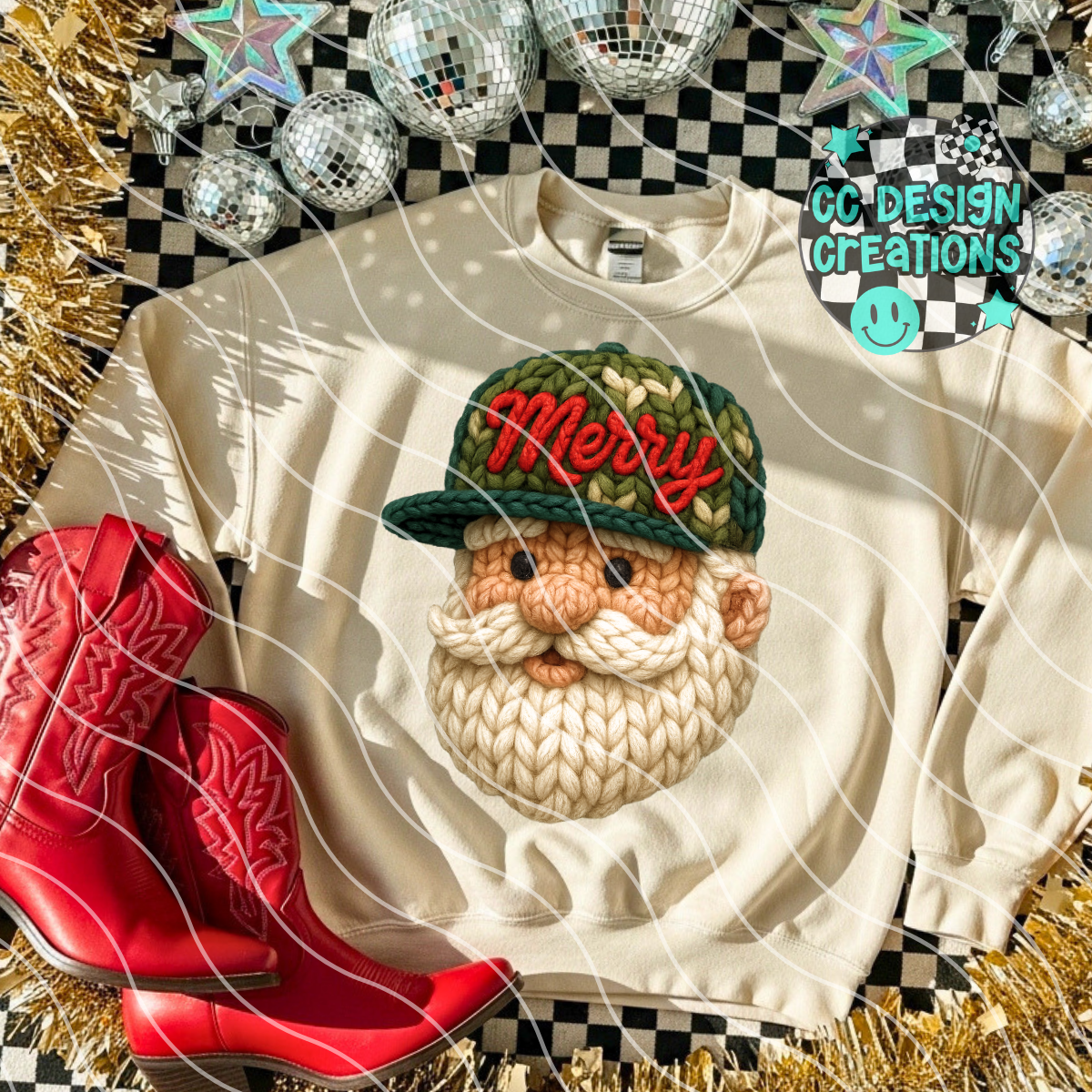 FAUX YARN Camo Hat Santa PNG Digital Download