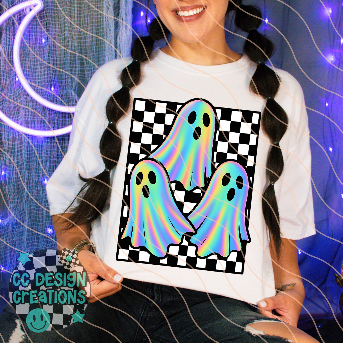 Iridescent Ghost Trio PNG Digital Download
