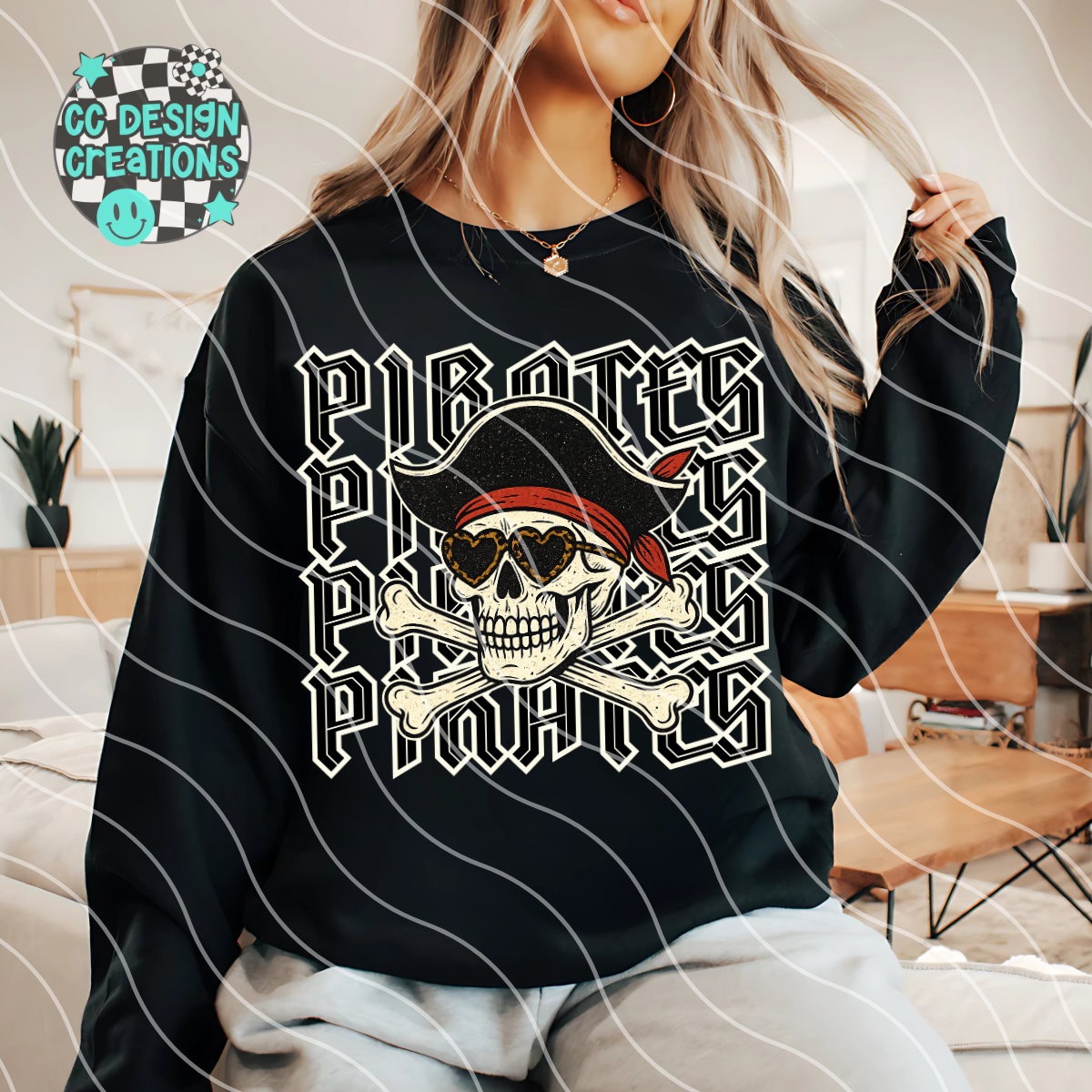 Pirates Preppy Grunge Mascot PNG Digital Download