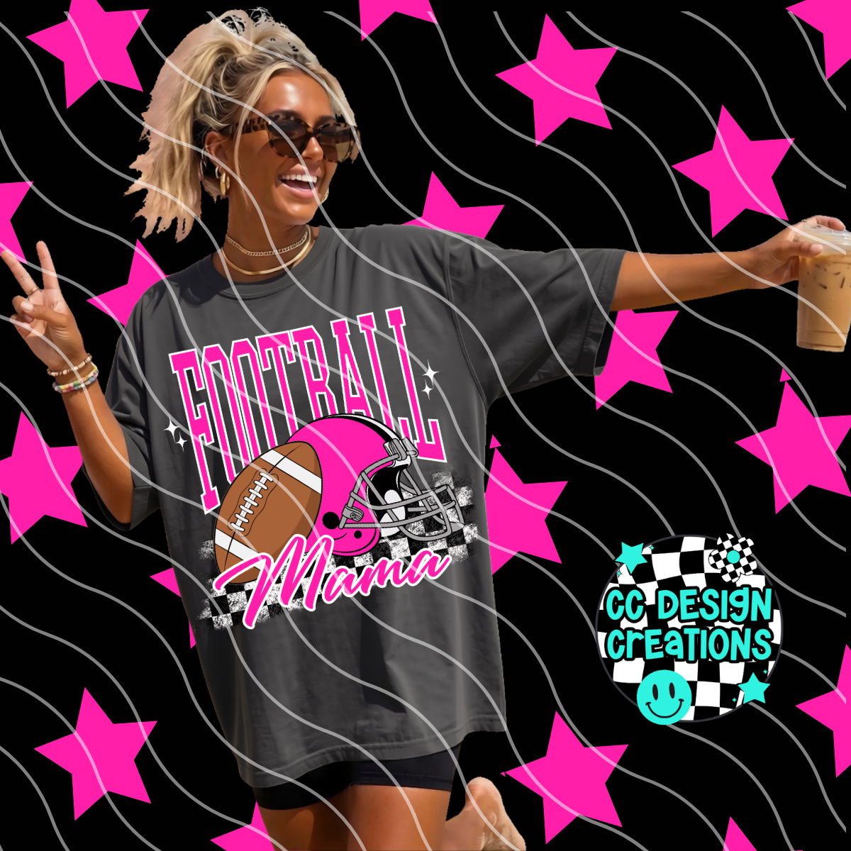 PINK FOOTBALL MAMA PNG DIGITAL DOWNLOAD