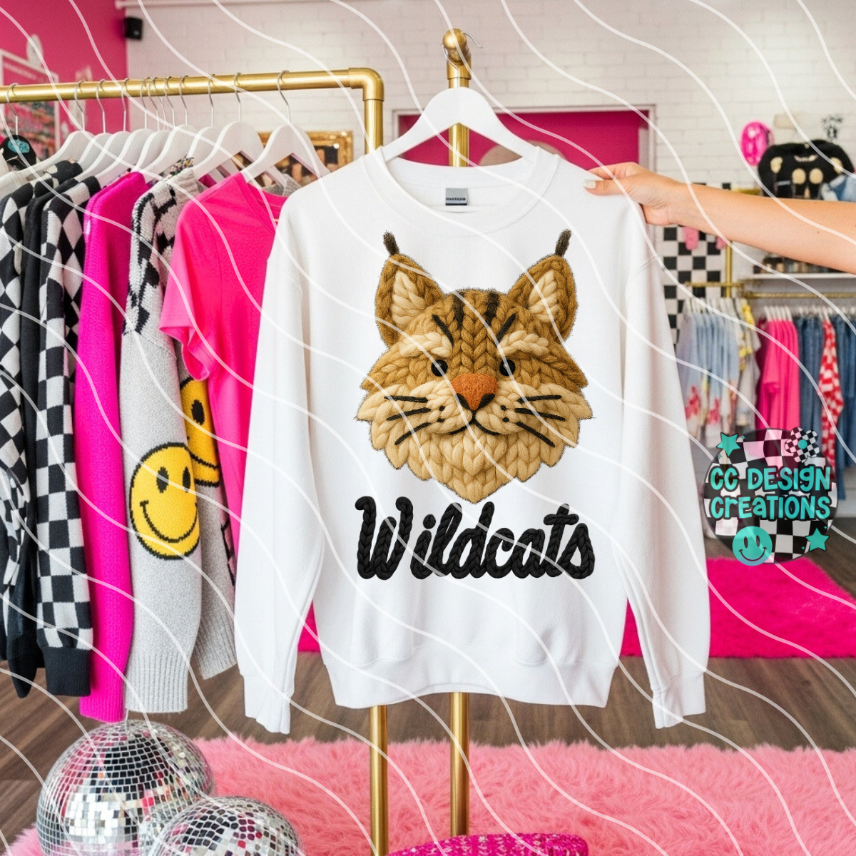 FAUX YARN Wildcats Mascot PNG Digital Download