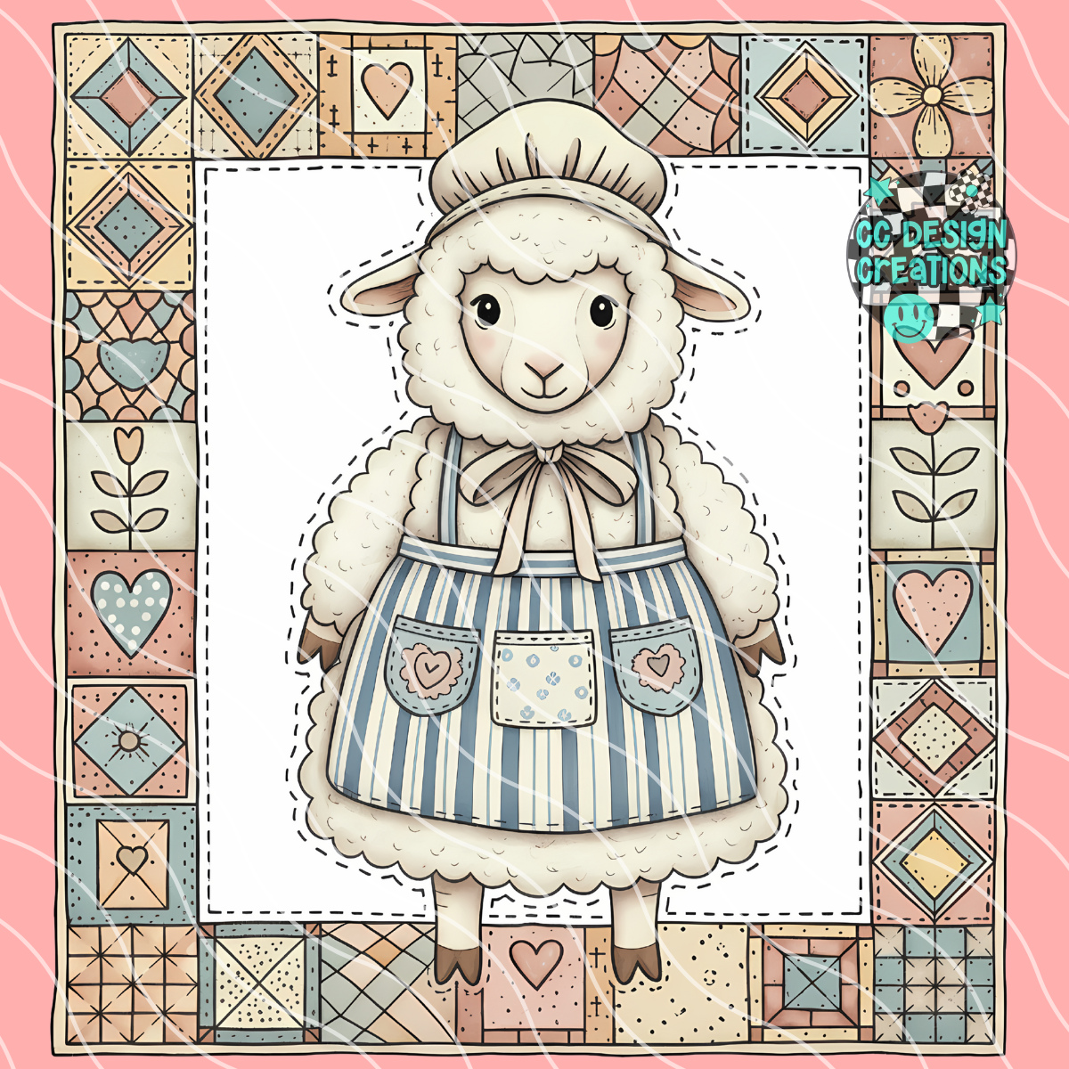Patchwork Sheep PNG Digital Download