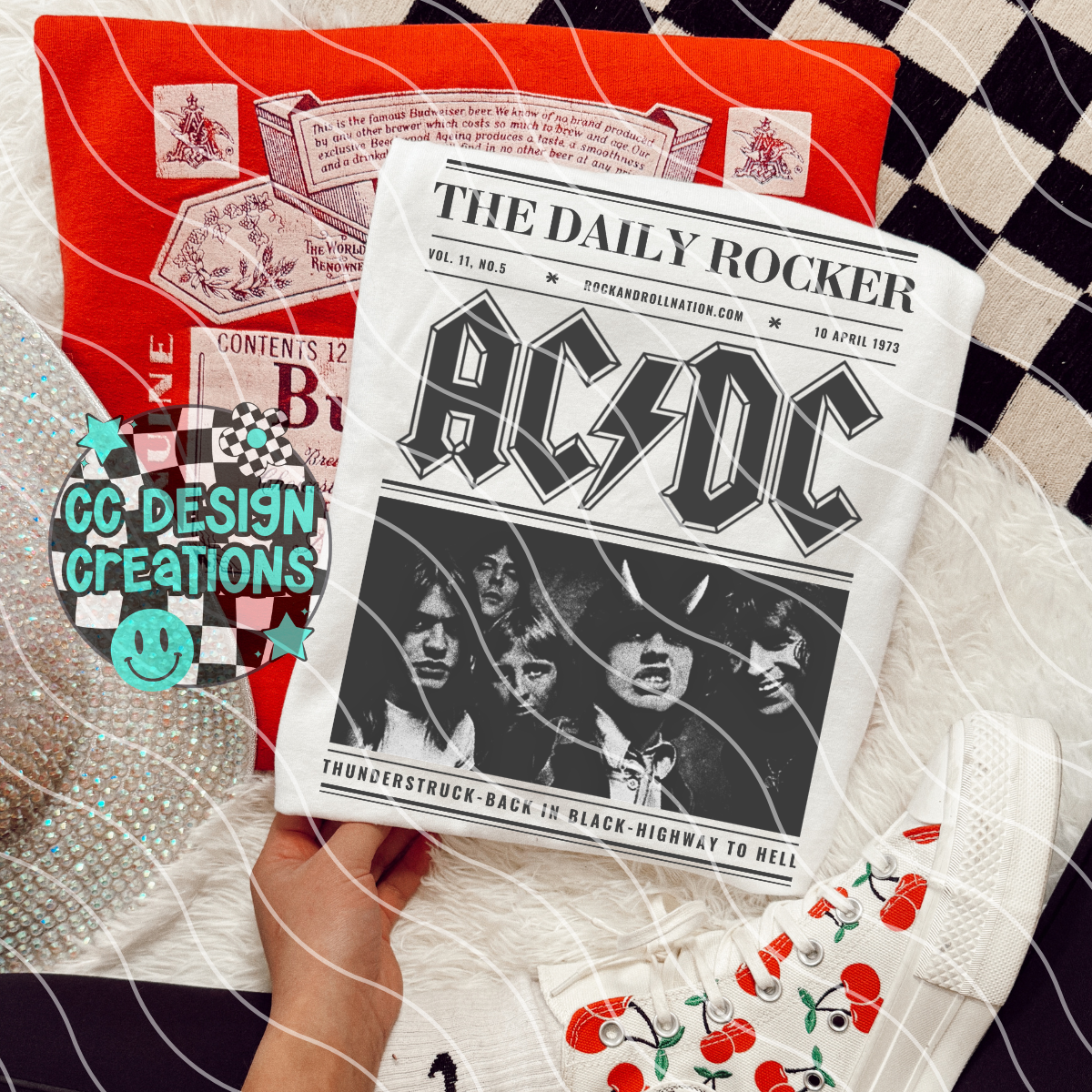 Rock N Roll Newspaper AC DC PNG Digital Download