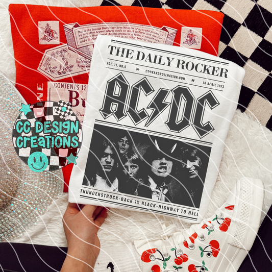 Rock N Roll Newspaper AC DC PNG Digital Download