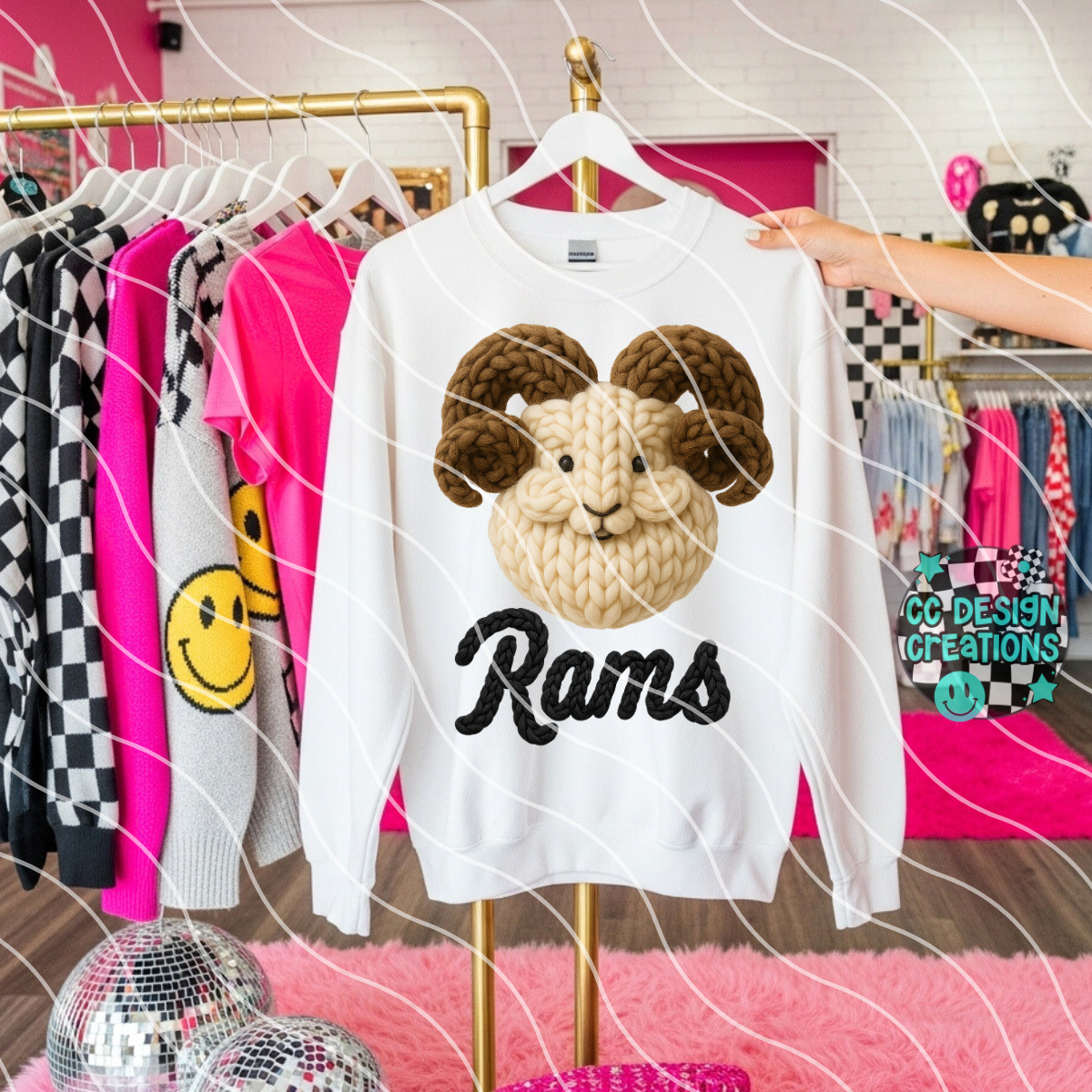 FAUX YARN Rams Mascot PNG Digital Download
